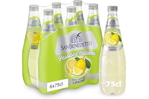 San Benedetto Limone Zero, Bibita Analcolica Gassata, 6 x 750 ml, Zero Zuccheri Aggiunti e Pochissime Calorie, Rinfrescante e Leggera