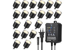 SMY Lighting Set med 20 inbyggda LED-strålkastare för uteplats som kan dimmas - Med timer och fotocellssensor - Diameter: 32