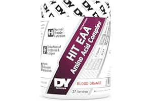 DY Nutrition HIT EAA Essential Amino Acids Complex with BCAAs, L-Lysine & Vitamin B6 | Muscle Repair & Recovery Supplement Intra Workout Powder, 27 Servings, 360g (Blood Orange)