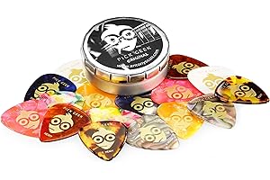 Pick Geek Guitar Picks | 16 Cool Custom Guitar Picks for your Electric, Acoustic, or Bass | X Heavy, Heavy, Medium, & Light | Presented in a Luxury Designed Metal Pocket Box | for Girls & Guys
