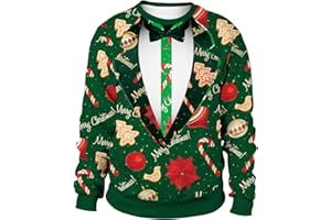 NUSGEAR Navidad Sudaderas Hombre Jersey Unisex Estampado Divertidos navideños Invierno Casual Moda Tumblr Tops Suéter Fiesta Suelto Sudaderas Xmas Christmas Talla Grande 2024 2025