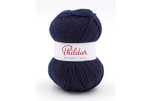 Phildar - Pelote de Laine Phil Charly de 50g - Laine à Tricoter - 100% Acrylique - Aiguille n°4 - Couleur Marine