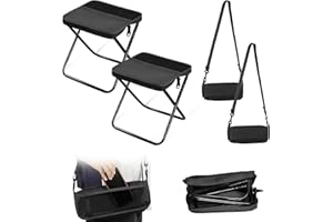 KENMOHUO 2PCS Portable Foldable Backpack Stool for Camping, Small Folding Chair for adults, Lightweight Mini Pocket Fold Up Telescopic Stools for Fishing Travel Hiking Garden Outdoor Indoor(2* Black, Large)