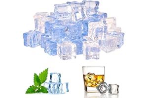 TOLENRE 50 Stück Klare Künstliche Eiswürfel 18mm Wiederverwendbar Künstliche Irregulär Eiswürfel Klar Plastik Eiswürfel Deko Acrylquadrat Eiswürfel für Fotografie Props Party Dekor Küchendekoration