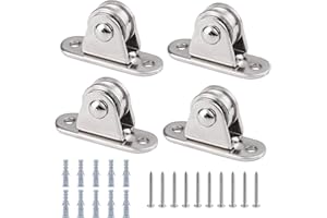 FSHIHINE Metal Pulleys Block 4 Pack Pulley Roller Smooth Wheel with Ball Bearings Deck Pulley Block Drectional Wall Pulley for Sun Shade Sails Wave Sunscreen Canopy Cover DIY Kits for Handling Moving