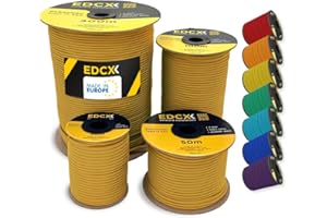 EDCX 4mm Nylon Paracord 550 30m (100 feet) | Ideal for Camping, Survival, Outdoor, Crafting, DIY | 100% Nylon Rope 4mm | Paracord 550 Type III in Solid Color (Orange Yellow, 30 m)