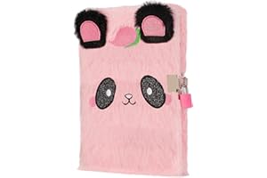 TPIVG Bambina Diario con Lucchetto e Penna, Carino Ragazze Peluche Diario Segreto, Diario con 160 Pagine Foderate per Scrivere e Disegnare, Regalo Di Natale Di Compleanno (Pink-Panda)