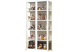 JSLJJBD Vitrina De Acrílico Vitrina Expositora para Colecciones Estanteria con Puertas Muebles De Salon Diseño De Puerta Doble, Transparente En Tres Lados, Gran Capacidad De Carga 82x33x161cm White