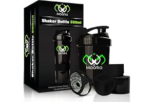 Moarka Protein Shaker Bottle - Leak Proof Protein Mixer Cup - Non-Slip Gym Protein Mixing Bottle with Supplement and Pill Storage Container (Black)
