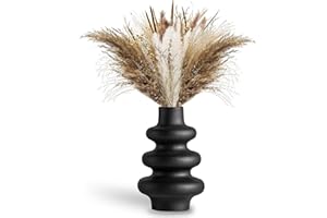 KINGBAR Vase Decoratif en Ceramique, Vase Noir Mat, Vase decoratif Design Moderne pour Décoration de la Maison, du Salon, des Centres de Table et des événements