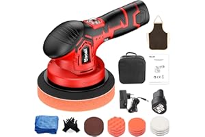Uaoaii Lucidatrice per Auto a Batteria da 145mm, con Velocità Regolabile a 6 Velocità Variabili 2500-5000RPM, Lucidatrice Auto a Batteria con 2 x 2.0Ah Batteria, per Lucidare Auto e Mobili