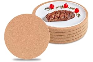Asfrode Okrągłe podkładki korkowe, 6 sztuk, grubość 19 cm, duże podkładki korkowe, wielofunkcyjne podkładki korkowe, do kuchni, do garnków, naczyń do zapiekanek, patelni