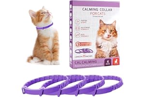 Swiftctrl 4 pezzi collare anti stress gatto viola collare anti-ansia ai feromoni naturali con vita regolabile, collane per alleviare l'ansia dura 30 giorni, per gatti piccoli e grandi