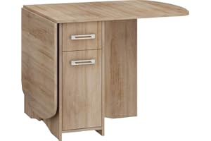 BIM Furniture Ausziehtisch HOMI Mini 10 160x80x75 cm Klapptisch Küchentisch Esstisch Oval Tisch mit Schrank und Schubladen (Sonoma Eiche)