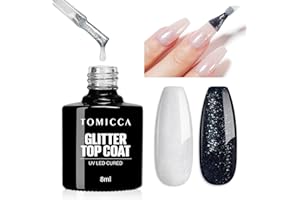 TOMICCA Smalto glitterato Top Coat UV 8ML No Wipe Top Coat Glitter Gel Smalto Soak-Off Smalto Smalto UV/LED Smalto Regalo per Salone Unghie Fai da te