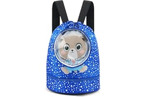 Alaoo Sac de Natation pour Enfants,Grande Capacité Gym Sac à Dos à Cordon Sac Enfant avec Compartiment pour Chaussures,Sac a Cordon Impermeable Enfant Séparation Humide et Sèche Plage