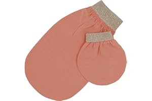 Feel Fine Set di Guanti Esfolianti Turchi in 100% Seta Vegetale Naturale – Kese Hammam per Scrub Corpo per Donna e Uomo, Perfetto per Doccia, Bagno e Spa (Oro)