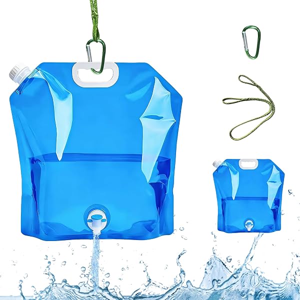 Bidon D’eau Pliable 5L Avec Robinet Et Poignée – Pour Camping, Rando, Pique-nique – Réutilisable, Sans BPA, Léger