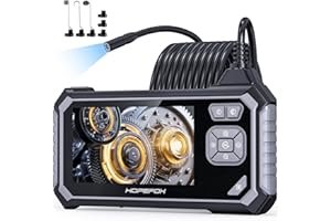 Endoscopio Cámara de Inspección, Hopefox 4,3'' Pantalla IPS 1080P HD Cámara de Inspección Boroscopio con 8 Luces LED, Cámara de Industrial, IP67 Impermeable,5M Cable Semi-Rígido