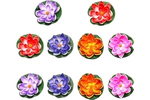 Honatrv 10 Stück Seerosen Künstlich Klein, Schaum Seerose Blume Dekor, 10CM Schwimmende Blumen Künstliche Seerosen für Teich Pool Fischteich Aquarium Pflanzen Dekor