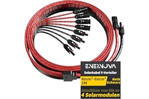 enernova Solarkabel Y-Verteiler, 4mm²-6mm² Solar-Anschlusskabel, IP68 Wasserdicht Solarkabel Verlängerung, 30A DC1500V, Solar-Panel-Steckverbinder Verlängerungskabel