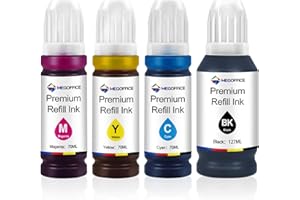 MEGOFFICE Compatible Refill Ink Bottles for EcoTank ET-2720 ET-2820 ET-2860 ET-2861 ET-2862 ET-2876 ET-4700 ET-2710 ET-2711 ET-2750 ET-2810 ET-2861(4 pack)