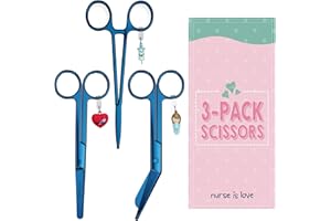 Nurse is Love 3 Pièces. Ciseaux pour bandages Mayo & Outil de serrage Idéale pour Trousse de Premiers Soins, Soins des Animaux et Travaux de Manipulation de Haute Précision, Infirmiere Accessoires