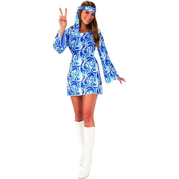 thumbnail image 2 of K986 1960s 70s Go Go Hippie Woodstock Costume - Retro Groovy Disco Women's Outfit 2 of 2
