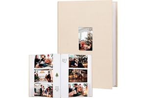 Fotoalbum 10x15 450 Fotos mit Schreibfläche, 10x15 Fotoalbum Leineneinband mit Frontfenster, 4x6 Fotoalbums, 450 Fotos 4x6 Fotobook Buch für Hochzeit Kinder Reisen Familie Baby Bilder (Khaki)