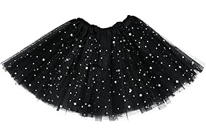 MSRLASSN Tutu Falda de Mujer Faldas de Tul 50's Short Ballet 4 Capas Lentejuelas de Estrella de Baile para Vestirse Danza