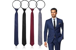 BINYI Cravate pour Homme Femme Cravates Réglable Nœuds 4 Pièces Cravattes Hommes Cravate Noire Enfant Cravatte D'Affaires Formelle Cravate de Sécurité pour Mariage Funérailles Remise de Diplôme