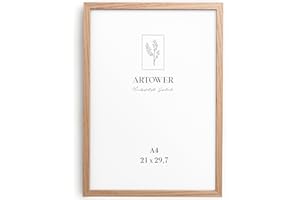 Artower® Bilderrahmen für DIN A4 21 x 30 cm Natur Holz Eiche Dünner Rahmen | Posterrahmen Groß Collage | Picture Frame 21 x 29,7cm | Holzrahmen| Holzbilderrahmen Poster Echtholz