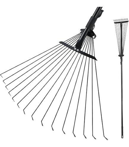 Verstellbarer Laubrechen 22-44 Cm Mit Stiel & Handschuhen – Für Garten & Hof