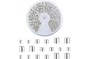 LOREC 3153 Pezzi Schiaccini per Bigiotteria, Perline a Crimpare Schiaccini Bigiotteria Perline Distanziali Perline in Tubo a Crimpare Schiaccini Bigiotteria per Braccialetti Fai Da Te Artigianato