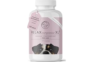 ANNIMALLY Compresse calmante per cani - Compresse integratori per cane con valeriana per cani, iperico, L-triptofano - 250 Compresse XL² per ansia, stress e viaggio - Calmanti per cani