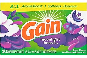 Gain Tumble Dryer Sheets (Moonlight Breeze, 105 Sheets)