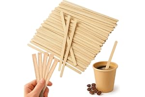 HORECA COLLECTION MAXI PRODUCTS - 500 Paletinas de Madera - 14cm - Biodegradables Envueltas Papel Kraft - Agitadores Café Desechables - Apto Bebidas Calientes - Uso Alimentario - APTO TAPA DRINK
