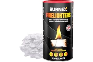 100 Burnex Wax Fire Lighters for Wood Burners - Fire Starters for Log Burner Individually Wrapped Firelighters for Open Fires and Burner Fire Starter BBQ Fire Lighter Wax Firelighters for Wood Burners