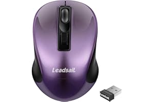 LeadsaiL Wireless Mouse for Laptop, Cordless Computer USB Mouse, Silent, Ambidextrous and 1600DPI with 3 Adjustable Levels for Windows/HP/Lenovo