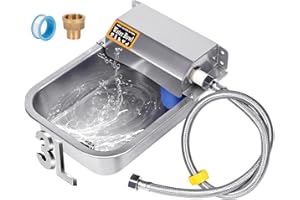 MASXIRCH Bebedero Automático para Perros, Abrevadero de Acero Inoxidable de 3L con Tapón de Desagüe para Mascotas, Bebedero de Relleno Automático para Perros, Gatos Grandes, Pollos, Ganado (3L)