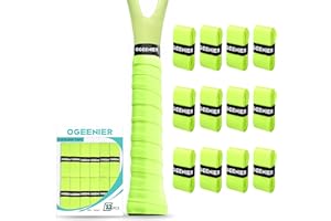 Ogeenier Lot de 12 Grips de Tennis Auto-adhésifs antidérapants et Anti-Transpiration pour Raquette de Tennis Overgrip Padel, Tennis, Badminton, Raquette de Squash