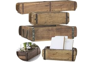 ‎LS-LEBENSTIL LS-LebenStil Echte Alte Holz Aufbewahrung-Box Ziegelform 2-Fach Braun 57x15x10cm Original Unika ideal als Holzbox, Holzkiste, Holzkasten, Pflanzkübel, Ordnungsbox, Allzweckkiste, Aufbewahrungskiste