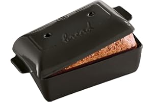 Emile Henry Bread Loaf Baker Panadero de Pan, Cerámica, Gris Oscuro, 24x15x12.5 cm