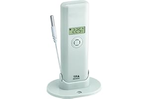TFA Dostmann 30.3313.02 WeatherHub T Display nadajnik z kablem, bez baterii, biały, FE-TFA, czarny