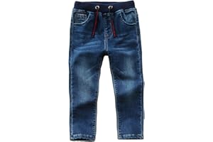 ANUFER Ragazzo Elastico in Vita Jeans Informale Elastico Gamba Dritta Cotone Pantaloni in Denim 1-12 Anni
