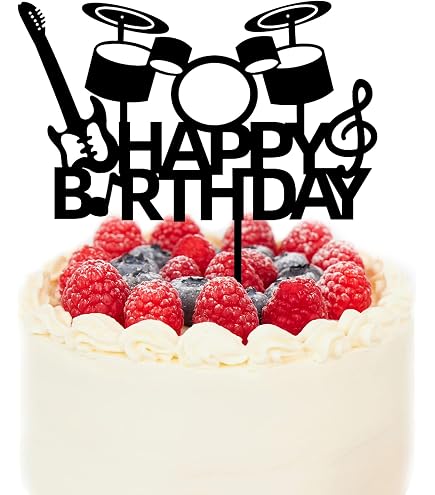 40 Stück Musik Noten Cupcake Toppers – Gitarre, Schlagzeug, Acryl, Für Geburtstag, Musikalische Theme-Party
