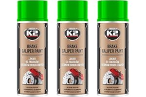 K2 Pintura para Pinzas de Freno Anticalórica Pack de 3 Color Verde Alta Resistencia a Temperaturas hasta +260°C 400 ML