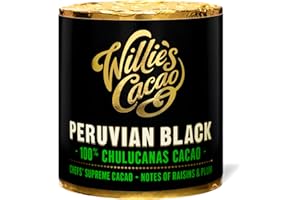 Willie's Cacao - 100% Cacao - Peruvian Black 100% Chulucanans Cacao - 180g- Raisin & Plum notes - For cooking, baking, drinks - Vegan & No Added Sugar