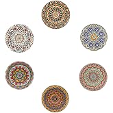 GiftHome 6 lı &Ccedil;ini Desenli (Autum) Metal Bardak Altlığı ve Metal Stand