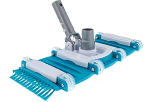 U.S. Pool Supply Professional 16" Weighted Flexible Swimming Pool Vacuum Head with Side Brushes, Swivel Hose Connection, EZ Clip Handle - Heavy Duty, Clean Floor Debris, Connect 1-1/4" or 1-1/2" Hose